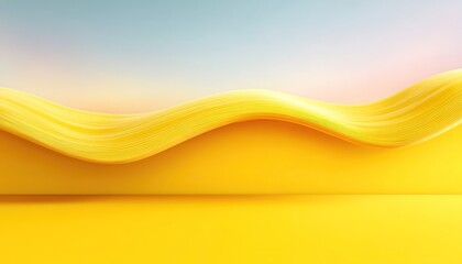 Poster - Abstract Yellow Wave Surface with Subtle Shadow
