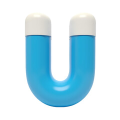 Poster - A blue u shaped object with white caps isolated on white background