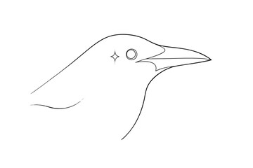 Poster - Elegant line drawing of a birds head with stars