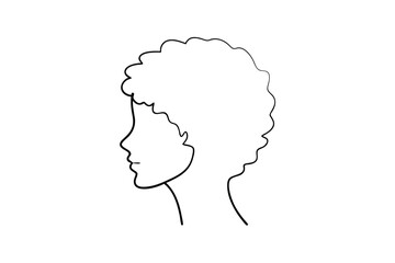Poster - Simple line drawing of a woman's profile with curly hair