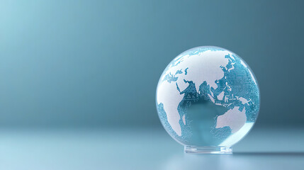 Aufkleber - A clear globe showcasing a map of the world, symbolizing global awareness and connectivity in a modern context.