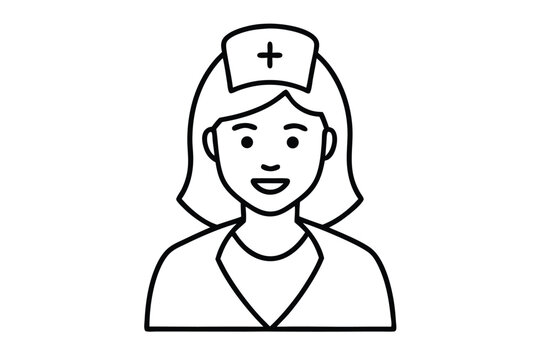 Nurse line art vector illustration for children coloring book