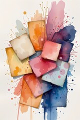 Poster - watercolor sketch of scattered papers with soft, muted tones and simple shapes.