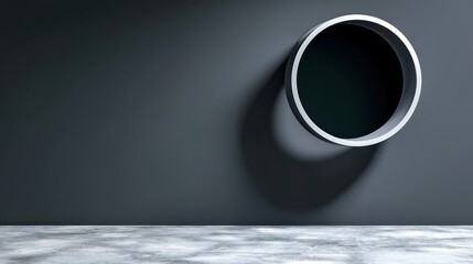 Poster - Dark Grey Wall with Circular Shadow and Minimalist Design