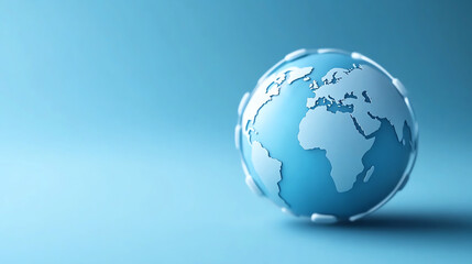 Poster - A modern globe showcasing continents in blue hues, symbolizing the interconnectedness of our world and global awareness.