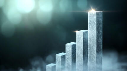 Aufkleber - A sleek, modern bar graph in a misty background, symbolizing growth and progress in business performance.