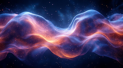 Poster - A stunning visual representation of cosmic waves, showcasing vibrant colors and ethereal forms against a starry background.