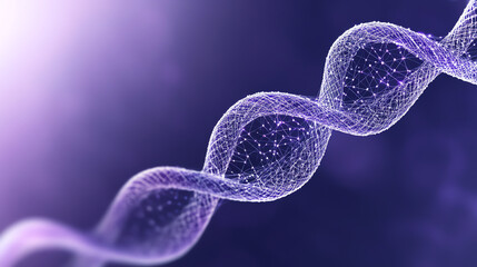 Poster - A stunning visual representation of DNA helix, showcasing its intricate structure and vibrant purple hues, symbolizing life and genetics.
