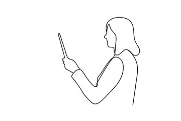 Poster - Woman giving presentation line drawing minimalist design