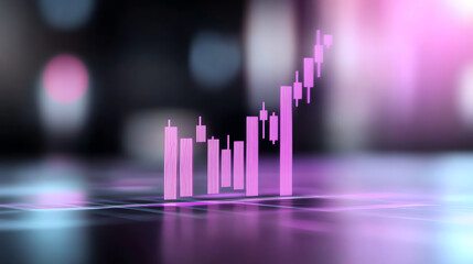 Aufkleber - A vibrant, abstract representation of a financial graph displaying upward trends in pink and purple hues.