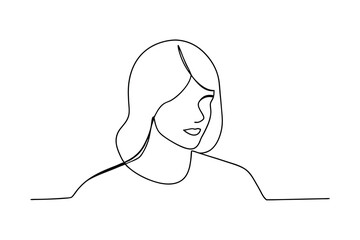 Poster - Minimalist line drawing of a woman's face and shoulders