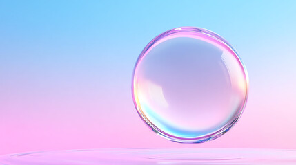 Poster - A vibrant soap bubble floating gently in a pastel-colored background, capturing light and creating a mesmerizing visual effect.