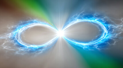 Aufkleber - An abstract representation of infinity, showcasing dynamic blue energy patterns amidst a gradient background of soft colors.
