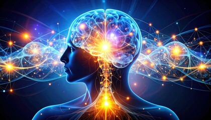 Poster - Interconnected Thoughts Visualized as a Glowing Abstract Mindscape