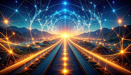 Poster - Glowing Web of Interconnected Thoughts in an Abstract Mindscape