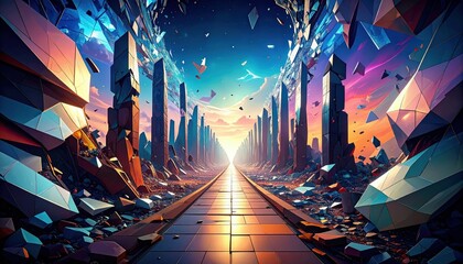 Poster - A Pathway of Shattered Dreams and Broken Fragments in Abstract Art