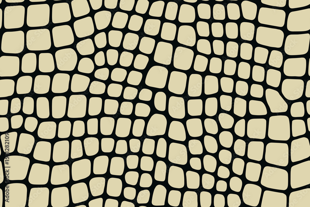 Seamless alligator skin pattern with rounded black scales on beige ...