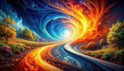 Poster - Dynamic Pathway of Swirling Elemental Forces of Fire and Water