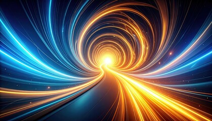 Poster - Abstract Swirling Energy Vortex Pathway with Radiant Light Effects
