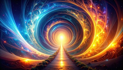 Poster - Swirling Energy Vortex Pathway in Abstract Cosmic Landscape