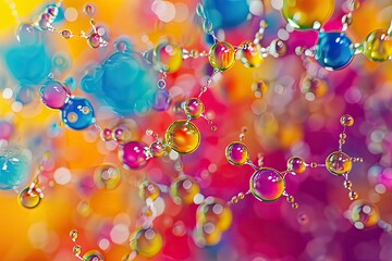 Detailed Image of Abstract Background of Colorful Water Droplets