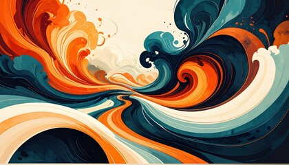 Poster - Swirling Ink Patterns Creating an Artistic Pathway on Paper