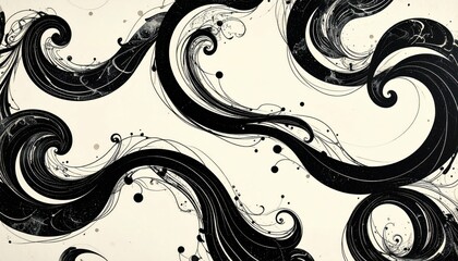 Poster - Elegant Swirling Ink Patterns on Paper for Artistic Expressions