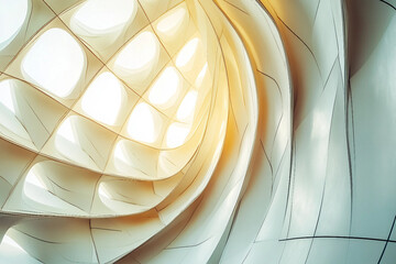 Poster - abstract futuristic minimalist architecture with curved concrete structures and soft light, generati