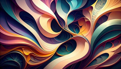 Poster - Abstract Pathways of Intertwining Shapes and Forms in Vivid Colors