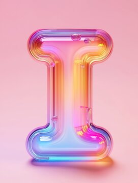 3D rendered translucent glass letter 