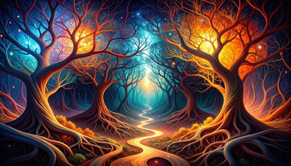 Poster - Abstract Visualization of Branching Pathways and Interconnected Ideas