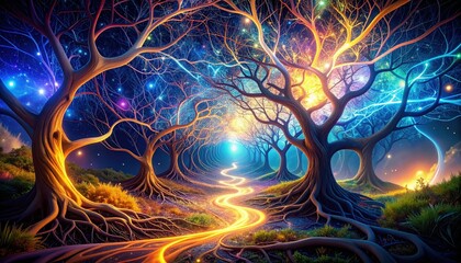 Poster - Abstract Visualization of Branching Pathways and Interconnected Ideas