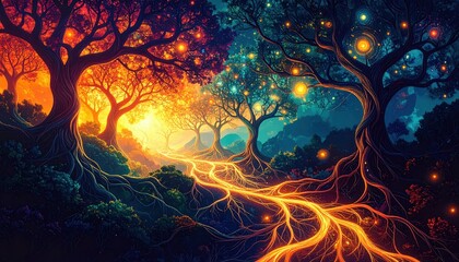 Poster - Abstract Visualization of Branching Pathways and Interconnected Thoughts