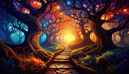 Poster - Abstract Visualization of Pathway with Branching and Interconnected Thoughts
