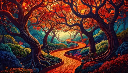 Poster - Abstract Pathway of Interconnected Thoughts and Ideas Visualized