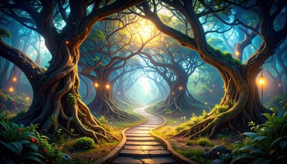 Poster - Enchanted Pathway Through a Magical Forest of Creativity and Connection