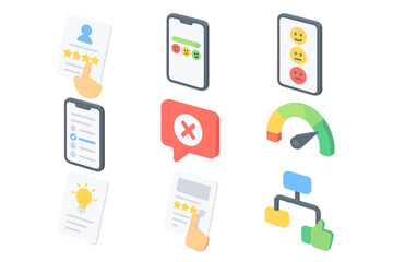Poster - User interface elements with mobile feedback icons and rating system