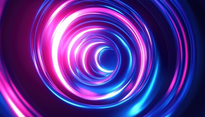 Aufkleber - Modern Abstract Art: Dark Background With Radiant Blue And Pink Circles. Shiny Blue Geometric Design With A Futuristic Touch Of Technology.