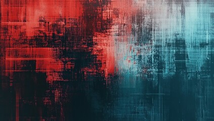 Poster - Abstract glitch background with a red and cyan color scheme.