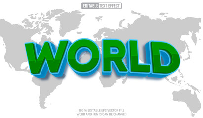 Leinwandbilder - Editable 3d text style effect - Green World text effect Template