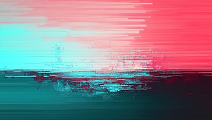 Poster - Abstract glitch background with a red and cyan color scheme