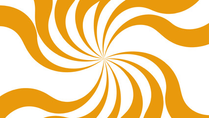 Aufkleber - Abstract bold, radial swirl pattern with wavy, curved orange shapes with central point on a white background. Dynamic motion and a hypnotic spiral effect and energetic optical illusion. 