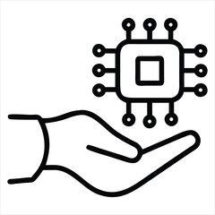 Fototapete - Hand holding microchip icon isolated on white background