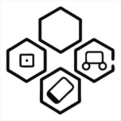 Fototapete - Abstract hexagon network icons isolated on white background