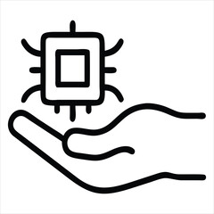 Fototapete - Microchip in hand icon isolated on white background