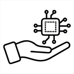 Aufkleber - Hand holding microchip icon isolated on white background