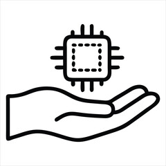 Aufkleber - Hand holding microchip icon isolated on white background