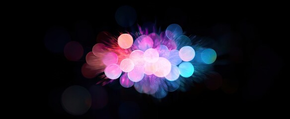 Fototapete - Abstract cluster of vibrant, glowing orbs