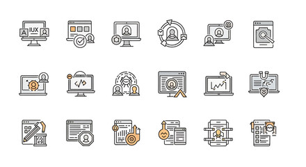 Fototapete - Vector icons Set of  Collection of Modern Website and Software Interface Icons. Vector Illustrations