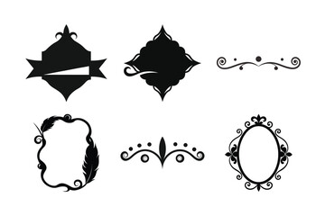 Wall Mural - collection of elegant black and white decorative frames and ornaments